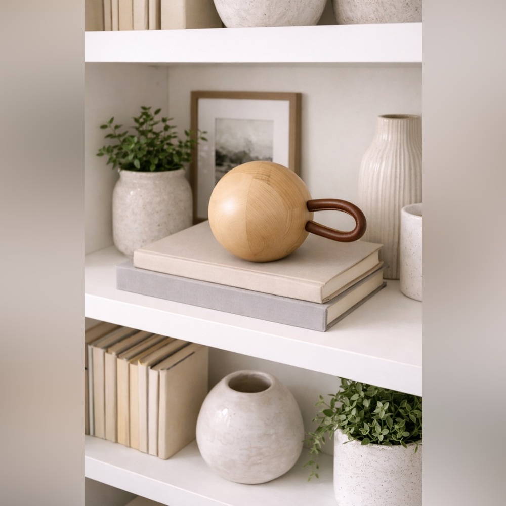 Studio Mcgee Leather Handled Wood Ball Object